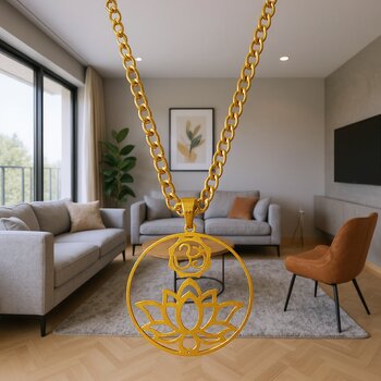 Edelstahlanhnger OM/LOTUS vergoldet